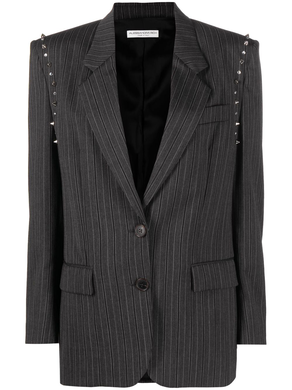 Dark grey striped single breasted blazer women ALESSANDRA RICH